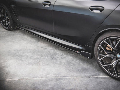 Maxton Design Gloss Black Side Skirts Diffusers V.1 with Flaps for BMW M8 Gran Coupe F93 (2019+) & BMW 8 Series Gran Coupe G16 M Pack/M Sport - Side Skirt Extensions Splitters