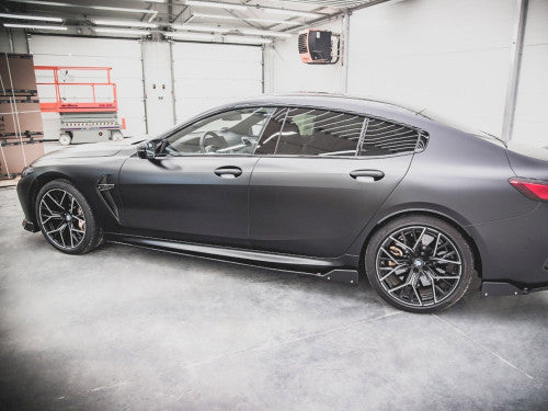 Maxton Design Gloss Black Side Skirts Diffusers V.1 with Flaps for BMW M8 Gran Coupe F93 (2019+) & BMW 8 Series Gran Coupe G16 M Pack/M Sport - Side Skirt Extensions Splitters