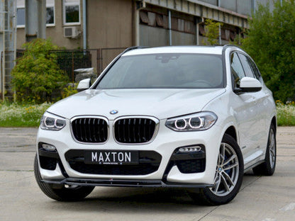 Maxton Design V1 Gloss Black Front Bumper Splitter, Front Lip, Chin Spoiler for BMW X3 G01 M Sport/M Package (M Pack) 2018-2024 – ABS Front Bumper