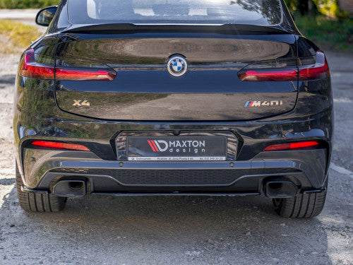 Maxton Design Gloss Piano Black Rear Centre/Center Insert Diffuser Splitter for BMW X4 G02 M Sport 2018-2021 | Rear Lower Valance Bumper Lip Undertray Spoiler