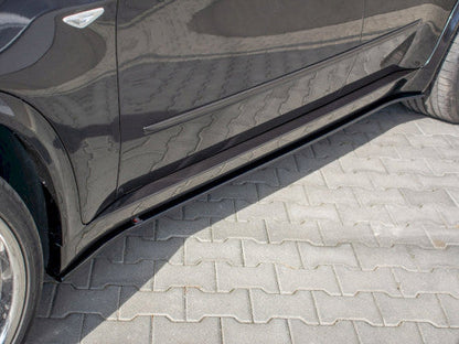 Maxton Design Gloss Black Side Skirts/Side Splitters Rocker Panel Extensions for BMW X5 E70 LCI Facelift M Sport (M Package) 2010-2013 (Pair) | Piano Black Sill Blades Diffusers | ABS Side Aero Body Kit