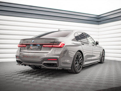 Maxton Design Gloss Piano Black Rear Centre Splitter with Vertical Fins for BMW 7 Series G11 LCI Facelift (2019-on) M Sport/M Pack - Rear Lip Diffuser Insert, Bumper Apron/Valance Add-On, Under Spoiler Skirt Extension