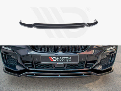 Maxton Design Gloss/Piano Black Front Splitter / Front Bumper Lip Spoiler / Chin Spoiler for BMW X5 G05 M Sport (2018-2025) | ABS Front Bumper Lower Valance Air Dam Apron Extension | OEM+ Aero Body Kit Styling Upgrade Direct Fit