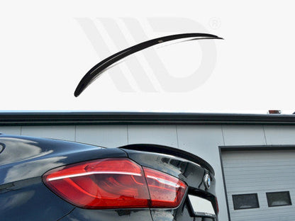 Maxton Design Gloss/Piano Black Tailgate Lip Spoiler/Cap for BMW X6 F16 M Sport 2014-2019 – Boot/Trunk Lip, Rear Decklid Extension/Tailgate Cap, Adhesive Stick-On ABS Rear Blade, 3M Tape No-Drill, OEM/OEM+ Style