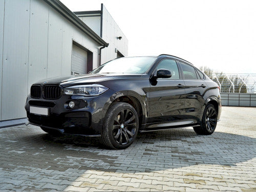 Maxton Design Gloss/Piano Black Side Skirt Extensions, Side Splitters/Diffusers & Sill/Rocker Blades (Pair) for BMW X6 F16 M Sport 2014-2019 | ABS Aero Body Kit Styling