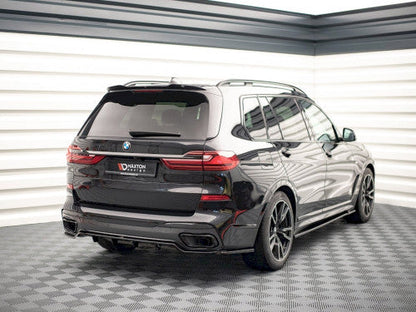 Maxton Design Gloss Black Rear Roof Spoiler Cap Extension, Roof Edge Lip/Upper Tailgate Lip, Tailgate Wing, Rear Visor, Roof Blade & Liftgate Extension for BMW X7 G07 (2018+) – Piano Black ABS Aero Trim, Tape-On Fit