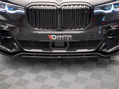 Maxton Design V1 Gloss Black Front Splitter for BMW X7 G07 (2018-on) – ABS Front Lip Spoiler / Bumper Lip / Chin Spoiler / Front Lower Spoiler – Piano Black Aero Blade, Apron, Air Dam, Valance