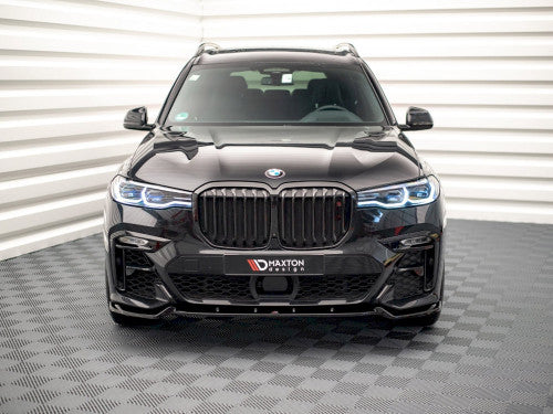 Maxton Design V2 Gloss Black Front Splitter for BMW X7 G07 (2018-2024) | Front Lip, Chin Spoiler, Bumper Lip Add-On | ABS Aero Lower Valance, Front Skirt | Front Air Dam