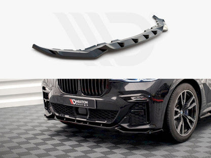 BMW X7 G07 (2018-2025) Maxton Design V3 Gloss Piano Black Front Splitter / Front Lip Spoiler / Chin Spoiler / Front Bumper Lip Air Dam - Lower Valance / Front Apron Extension - ABS
