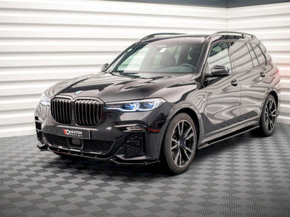 BMW X7 G07 (2018-2025) Maxton Design V3 Gloss Piano Black Front Splitter / Front Lip Spoiler / Chin Spoiler / Front Bumper Lip Air Dam - Lower Valance / Front Apron Extension - ABS