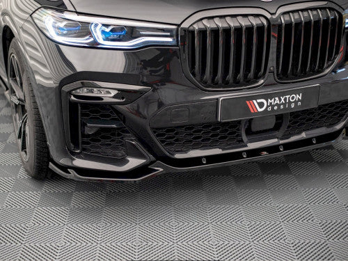 BMW X7 G07 (2018-2025) Maxton Design V3 Gloss Piano Black Front Splitter / Front Lip Spoiler / Chin Spoiler / Front Bumper Lip Air Dam - Lower Valance / Front Apron Extension - ABS
