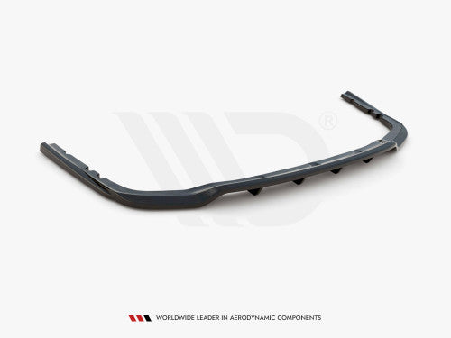 BMW X7 G07 2018+ Maxton Design Gloss Black Rear Diffuser-Style Centre Splitter with Vertical Bars – Rear Lower Spoiler/Valance/Apron Insert, Under-Bumper Lip & Bumper Skirt Trim