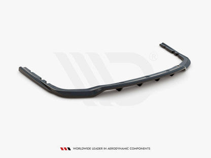 BMW X7 G07 2018+ Maxton Design Gloss Black Rear Diffuser-Style Centre Splitter with Vertical Bars – Rear Lower Spoiler/Valance/Apron Insert, Under-Bumper Lip & Bumper Skirt Trim