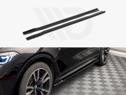 Maxton Design Gloss Piano Black Side Skirts for BMW X7 G07 (2018+ Pre-LCI & LCI) | Side Splitters, Sill Extensions, Rocker Panel Covers | ABS Pair + Fitting Kit