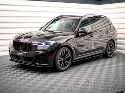 Maxton Design Gloss Piano Black Side Skirts for BMW X7 G07 (2018+ Pre-LCI & LCI) | Side Splitters, Sill Extensions, Rocker Panel Covers | ABS Pair + Fitting Kit