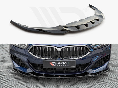 Maxton Design V4 Gloss Black Front Splitter/Lip/Spoiler (Chin Spoiler, Air Dam, Valance) for BMW 8 Series G15 Coupe 2018+ & G16 Gran Coupe 2019+ M Sport/M Pack | ABS Front Bumper Lip Extension Lower Aero | fits 840i 840d 850i M850i