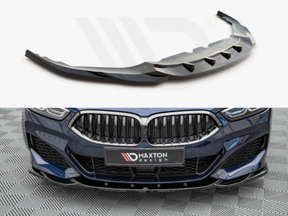 Maxton Design V4 Gloss Black Front Splitter/Lip/Spoiler (Chin Spoiler, Air Dam, Valance) for BMW 8 Series G15 Coupe 2018+ & G16 Gran Coupe 2019+ M Sport/M Pack | ABS Front Bumper Lip Extension Lower Aero | fits 840i 840d 850i M850i