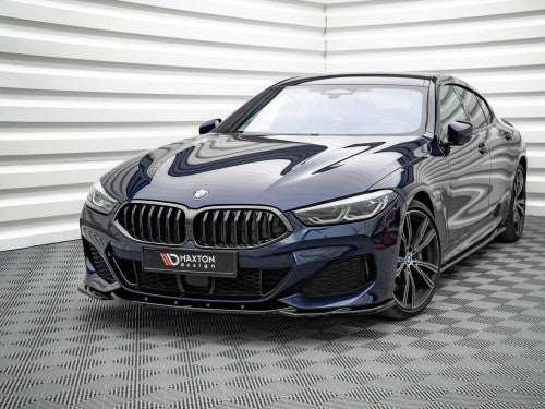Maxton Design V4 Gloss Black Front Splitter/Lip/Spoiler (Chin Spoiler, Air Dam, Valance) for BMW 8 Series G15 Coupe 2018+ & G16 Gran Coupe 2019+ M Sport/M Pack | ABS Front Bumper Lip Extension Lower Aero | fits 840i 840d 850i M850i