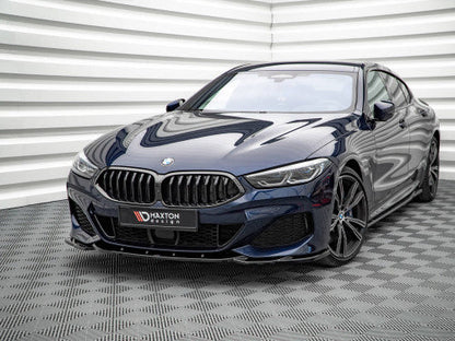Maxton Design V4 Gloss Black Front Splitter/Lip/Spoiler (Chin Spoiler, Air Dam, Valance) for BMW 8 Series G15 Coupe 2018+ & G16 Gran Coupe 2019+ M Sport/M Pack | ABS Front Bumper Lip Extension Lower Aero | fits 840i 840d 850i M850i