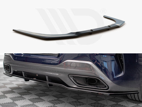Maxton Design Gloss Black Rear Diffuser / Centre Splitter with Vertical Fins for BMW 8 Series G16 Gran Coupe (2019+) M Sport/M Pack - Piano Black ABS Valance Lower Bumper Insert - Fits 840i 840d M850i