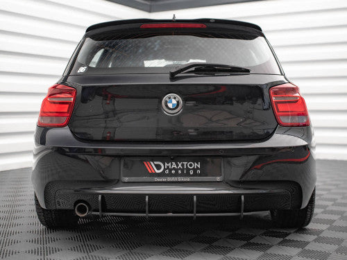 Maxton Design Street Pro Rear Diffuser Splitter for BMW 1 Series F20 (2011-2015) - 10mm ABS Rear Lower Spoiler Valance Bumper Insert - Matte Black or Red Core - Performance Rear Apron Under-Bumper Trim