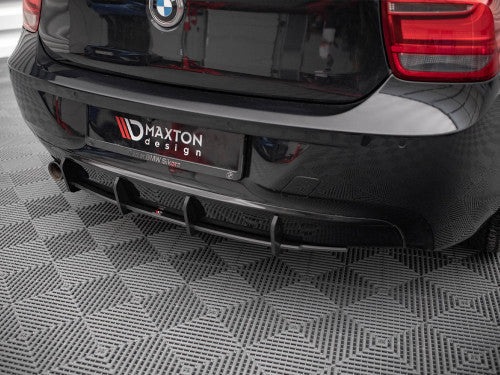 Maxton Design Street Pro Rear Diffuser Splitter for BMW 1 Series F20 (2011-2015) - 10mm ABS Rear Lower Spoiler Valance Bumper Insert - Matte Black or Red Core - Performance Rear Apron Under-Bumper Trim