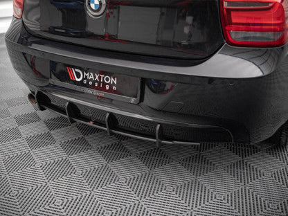 Maxton Design Street Pro Rear Diffuser Splitter for BMW 1 Series F20 (2011-2015) - 10mm ABS Rear Lower Spoiler Valance Bumper Insert - Matte Black or Red Core - Performance Rear Apron Under-Bumper Trim