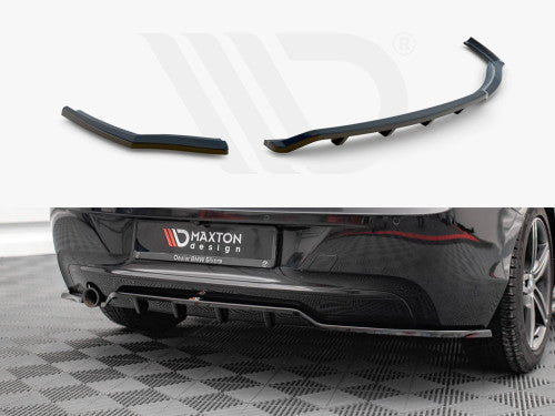 Maxton Design Gloss Piano Black Rear Centre Splitter with Vertical Fins for BMW 1 Series F20 2011-2015 Hatchback – Diffuser-Style Rear Valance Lip / Lower Bumper Insert / Rear Skirt Trim / Rear Lower Spoiler / Under Bumper Garnish / Centre Lip
