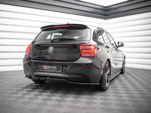 Maxton Design Gloss Piano Black Rear Centre Splitter with Vertical Fins for BMW 1 Series F20 2011-2015 Hatchback – Diffuser-Style Rear Valance Lip / Lower Bumper Insert / Rear Skirt Trim / Rear Lower Spoiler / Under Bumper Garnish / Centre Lip