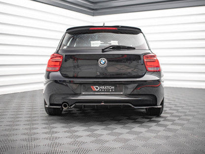 Maxton Design Gloss Piano Black Rear Centre Splitter with Vertical Fins for BMW 1 Series F20 2011-2015 Hatchback – Diffuser-Style Rear Valance Lip / Lower Bumper Insert / Rear Skirt Trim / Rear Lower Spoiler / Under Bumper Garnish / Centre Lip