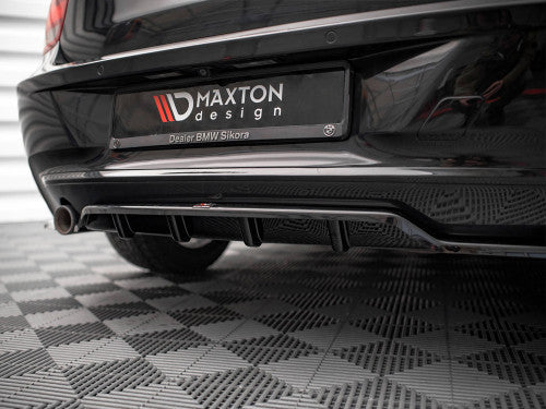 Maxton Design Gloss Piano Black Rear Centre Splitter with Vertical Fins for BMW 1 Series F20 2011-2015 Hatchback – Diffuser-Style Rear Valance Lip / Lower Bumper Insert / Rear Skirt Trim / Rear Lower Spoiler / Under Bumper Garnish / Centre Lip
