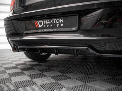 Maxton Design Gloss Piano Black Rear Centre Splitter with Vertical Fins for BMW 1 Series F20 2011-2015 Hatchback – Diffuser-Style Rear Valance Lip / Lower Bumper Insert / Rear Skirt Trim / Rear Lower Spoiler / Under Bumper Garnish / Centre Lip