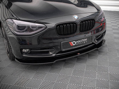 Maxton Design Gloss Piano Black Front Lip Spoiler Splitter V.1 for BMW 1 Series F20 2011-2015 - Chin Spoiler/Bumper Lip/Lower Valance Apron Skirt ABS Aero