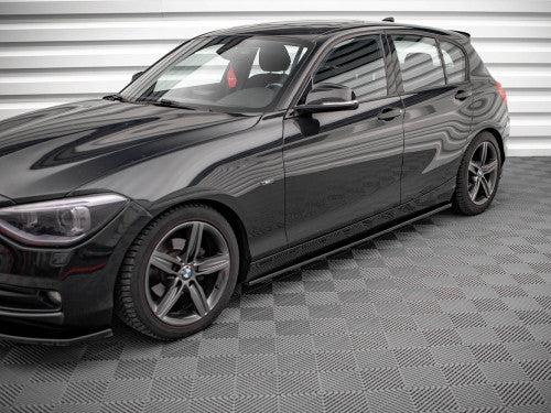 Maxton Design Gloss Black Side Skirts Diffusers/Splitters for BMW 1 Series F20 (2011-2015) ABS Pair with Mounting Kit