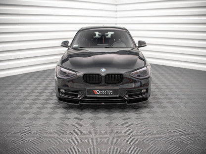 Maxton Design V.2 Gloss Black Front Splitter / Front Lip / Bumper Lip Spoiler for BMW 1 Series F20 (2011-2015)