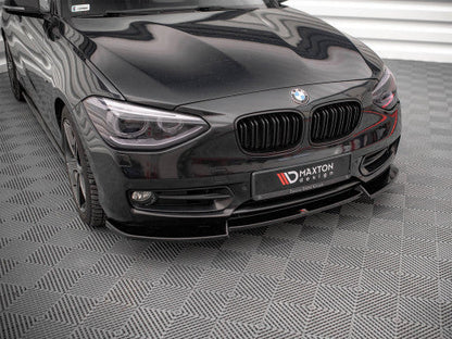 Maxton Design V.2 Gloss Black Front Splitter / Front Lip / Bumper Lip Spoiler for BMW 1 Series F20 (2011-2015)