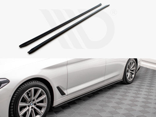 Maxton Design Gloss Black Side Skirt Diffusers / Side Splitters / Sill Extensions (Pair) for BMW 5 Series G30 Saloon/Sedan 2017–2020 | ABS Side Blades, Rocker Panel Extensions, Side Lips | Fitting Kit Included