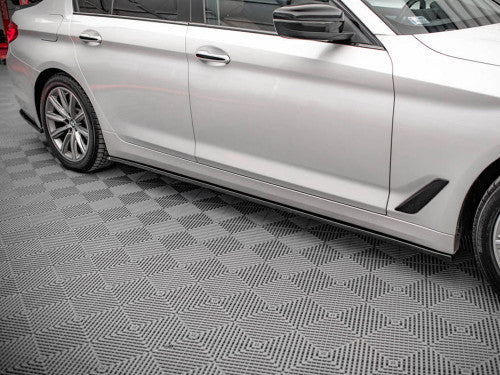 Maxton Design Gloss Black Side Skirt Diffusers / Side Splitters / Sill Extensions (Pair) for BMW 5 Series G30 Saloon/Sedan 2017–2020 | ABS Side Blades, Rocker Panel Extensions, Side Lips | Fitting Kit Included