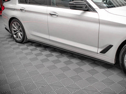 Maxton Design Gloss Black Side Skirt Diffusers / Side Splitters / Sill Extensions (Pair) for BMW 5 Series G30 Saloon/Sedan 2017–2020 | ABS Side Blades, Rocker Panel Extensions, Side Lips | Fitting Kit Included