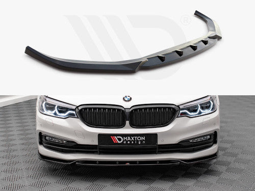 Maxton Design V2 Gloss Black Front Splitter/Front Lip/Chin Spoiler for BMW 5 Series (G30) 2017-2020 - Front Bumper Lower Lip Air Dam Valance Apron