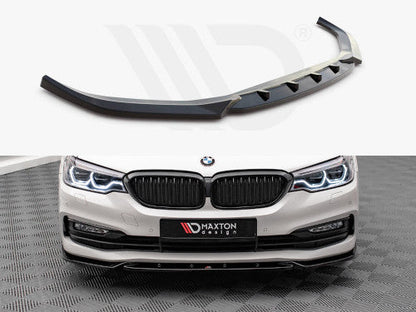 Maxton Design V2 Gloss Black Front Splitter/Front Lip/Chin Spoiler for BMW 5 Series (G30) 2017-2020 - Front Bumper Lower Lip Air Dam Valance Apron