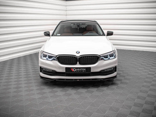 Maxton Design V2 Gloss Black Front Splitter/Front Lip/Chin Spoiler for BMW 5 Series (G30) 2017-2020 - Front Bumper Lower Lip Air Dam Valance Apron