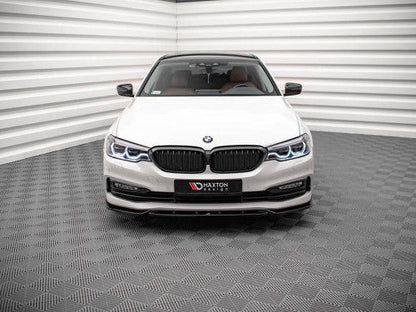 Maxton Design V2 Gloss Black Front Splitter/Front Lip/Chin Spoiler for BMW 5 Series (G30) 2017-2020 - Front Bumper Lower Lip Air Dam Valance Apron