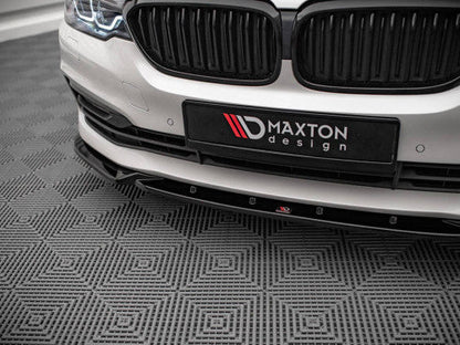Maxton Design V2 Gloss Black Front Splitter/Front Lip/Chin Spoiler for BMW 5 Series (G30) 2017-2020 - Front Bumper Lower Lip Air Dam Valance Apron