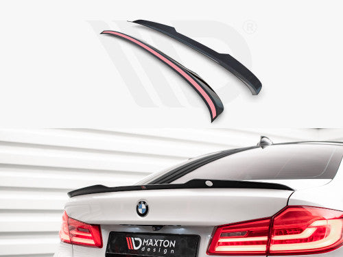 Maxton Design Gloss Black Rear Boot Lid/Trunk Lip Spoiler for BMW 5 Series G30 Saloon/Sedan 2017-2020 - Decklid/Tailgate Stick-On ABS, Piano Black, OEM Style No-Drill 3M Tape Fitting, Rear Tail Spoiler Cap, Trunk Edge Lip Trim (5er)