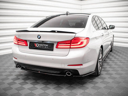 Maxton Design Piano Gloss Black Rear Centre Splitter/Lip/Diffuser Valance for BMW 5 Series G30 Saloon 2017-2020 | Rear Bumper Lower Spoiler/Skirt Apron Extension ABS