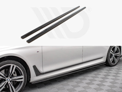Maxton Design Gloss Black Side Skirt Extensions / Side Skirt Diffusers / Side Splitters & Rocker Panel Sill Extensions for BMW 7 Series G12 Long Wheelbase (LWB) M Sport (M Pack) 2015-on