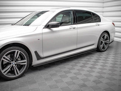 Maxton Design Gloss Black Side Skirt Extensions / Side Skirt Diffusers / Side Splitters & Rocker Panel Sill Extensions for BMW 7 Series G12 Long Wheelbase (LWB) M Sport (M Pack) 2015-on