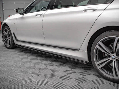 Maxton Design Gloss Black Side Skirt Extensions / Side Skirt Diffusers / Side Splitters & Rocker Panel Sill Extensions for BMW 7 Series G12 Long Wheelbase (LWB) M Sport (M Pack) 2015-on