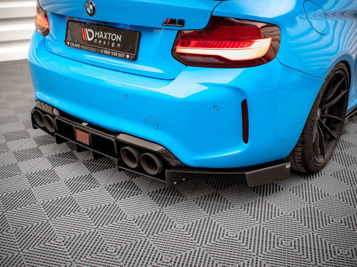 Maxton Design Rear Bumper Diffuser for BMW M2 F87 Coupe (2016-2020) | Racing Fins Rear Valance/Lower Spoiler/Rear Skirt Undertray | ABS Plastic, TUV Approved | Mounting Hardware Included | Body Kit Aero Upgrade | Part BM-2-87-M-RS1
